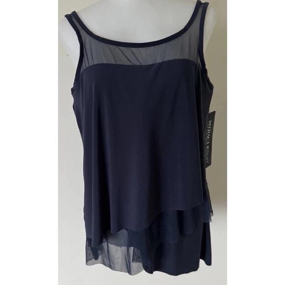 NWT Miraclesuit Size 8 Illusionists Mirage Underwire Tankini Top Midnight Blue - Picture 2 of 5